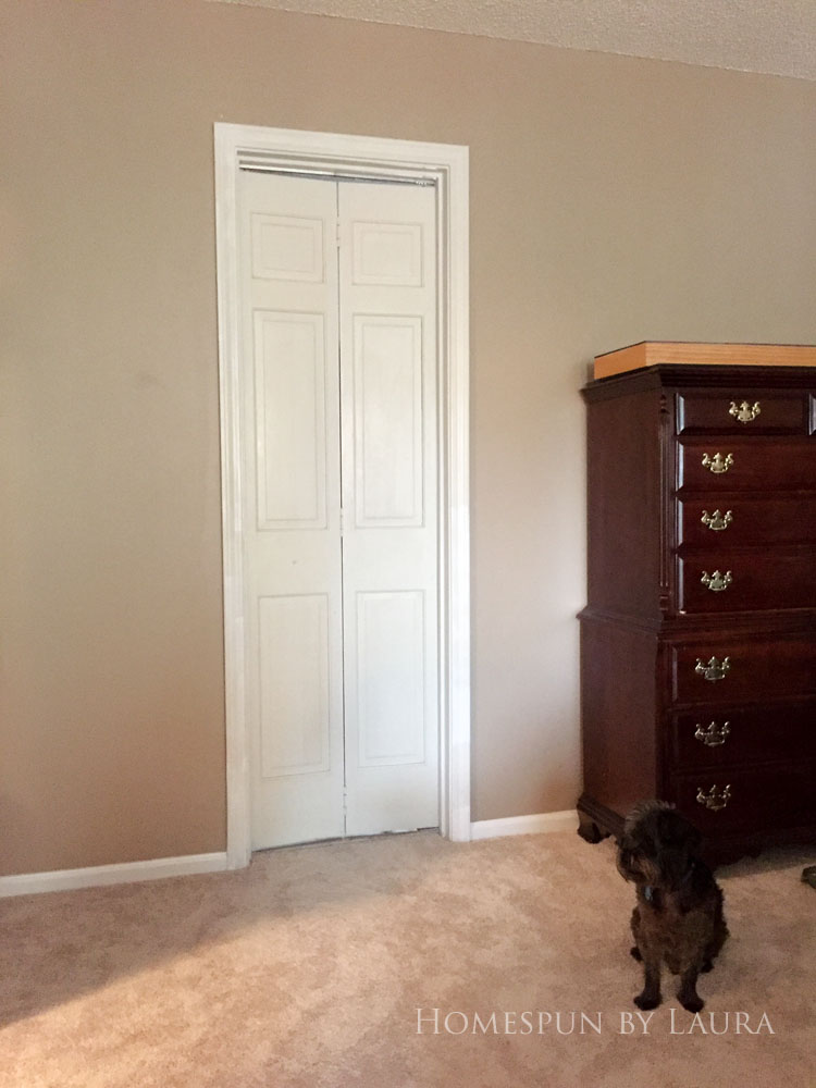 Master bedroom refresh | Homespun by Laura | The master bathroom: Before the barn door!