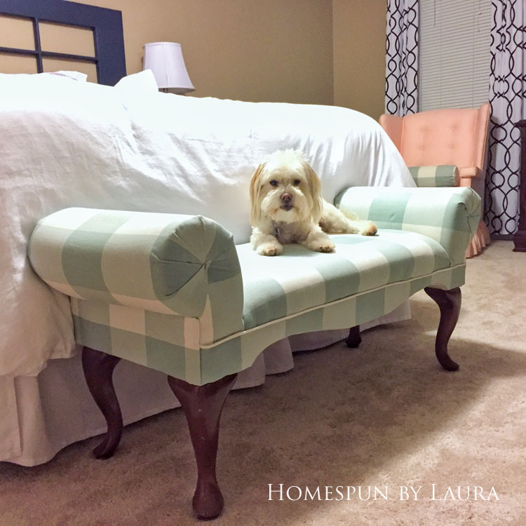 Master bedroom refresh | Homespun by Laura | Upholstered bench