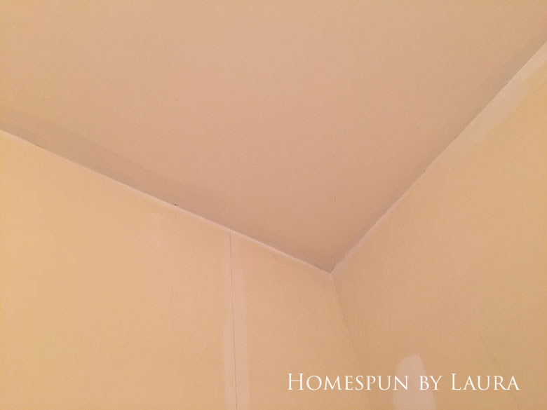 $75 DIY Powder Room (and Pantry!) Update: One Room Challenge Week 3 | Homespun by Laura | patching up damage from wallpaper removal