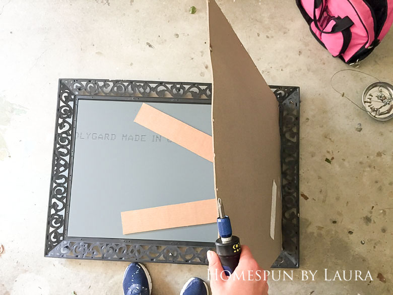 $75 DIY Powder Room (and Pantry!) Update: One Room Challenge Week 3 | Homespun by Laura | Make a DIY framed mirror for under $15 in a few hours without any power tools!