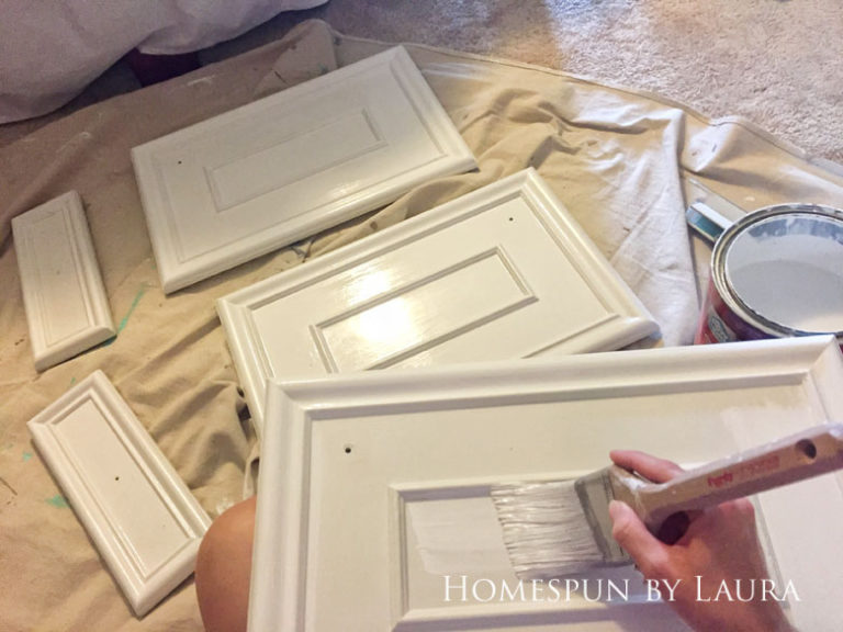 $200 Master Bathroom Refresh | Homespun by Laura | Painting the vanity and hardware made a huge impact - and it was free!