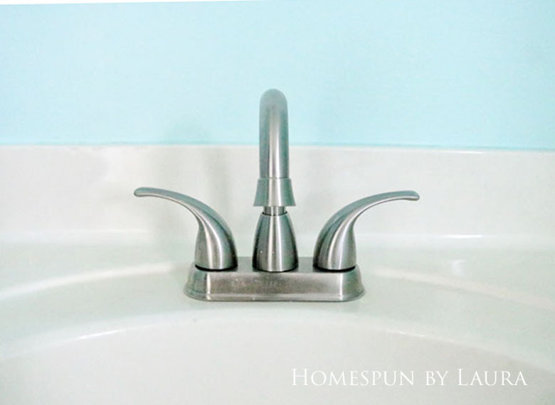 The $200 Master Bathroom Refresh | Homespun by Laura | An inexpensive new faucet made a huge impact.