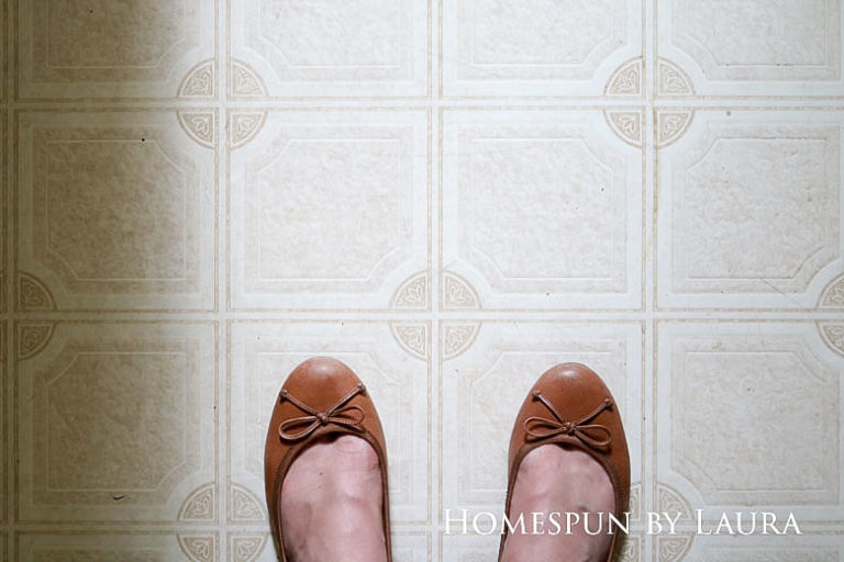 $75 DIY Powder Room (and Pantry!) Update: One Room Challenge Week 1| Homespun by Laura | Removing wallpaper in the outdated powder room