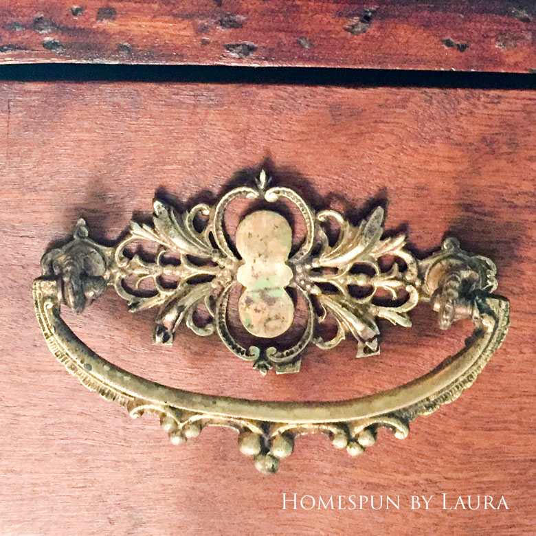 Cleaning antique brass hardware so it shines! | Homespun by Laura