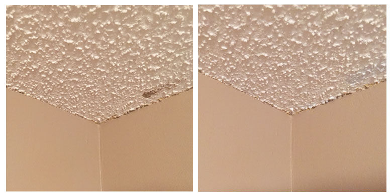 Touching up the popcorn ceilings | Homespun by Laura
