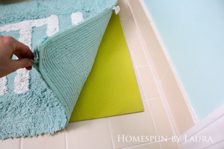 DIY NON-SKID RUG BACKING FROM OLD YOGA MAT | Homespun by Laura