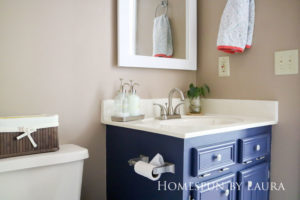 $75 DIY Powder Room (and Pantry!) Update: One Room Challenge Reveal | Homespun by Laura | Simple bathroom vanity decor