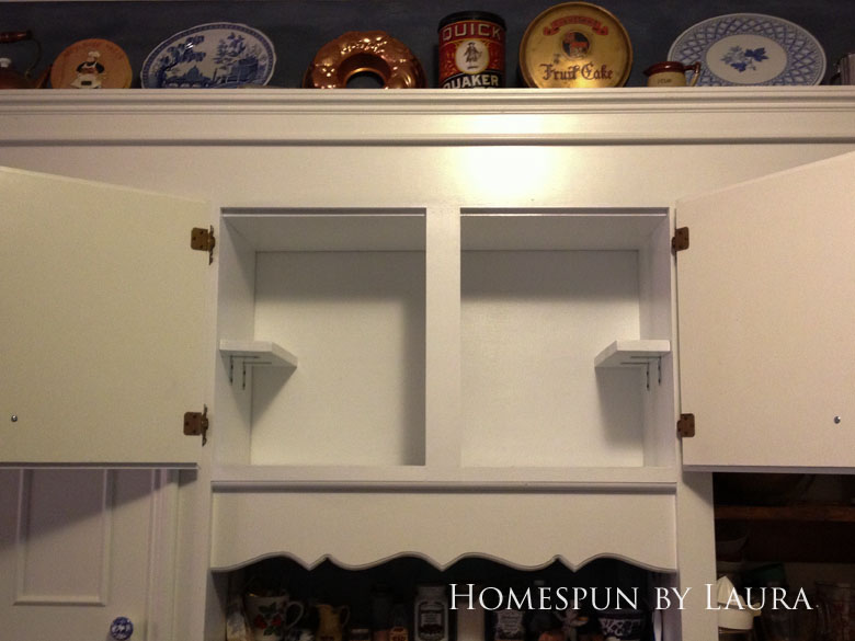 $75 DIY Powder Room (and Pantry!) Update: One Room Challenge Week 6 | Homespun by Laura | Organizing the Pantry - creating usable and convenient storage in the cabinet above the kitchen sink
