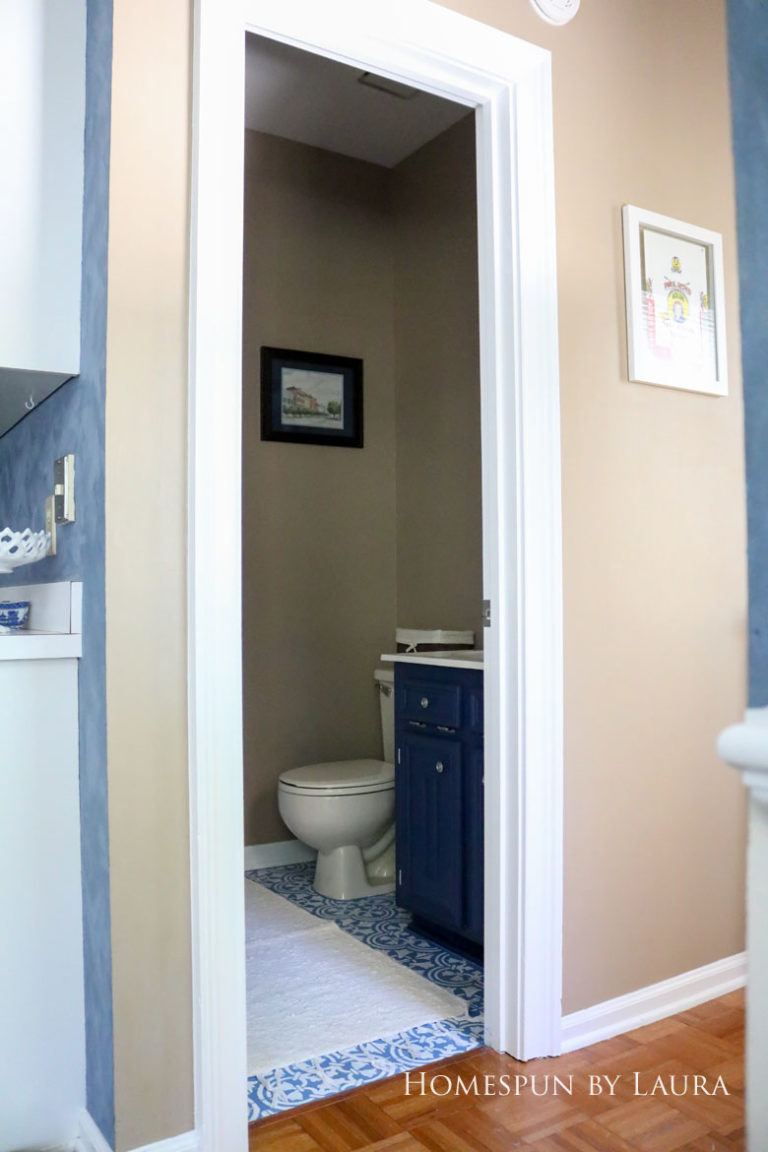 $75 DIY Powder Room (and Pantry!) Update: One Room Challenge Reveal | Homespun by Laura | Budget half bathroom makeover