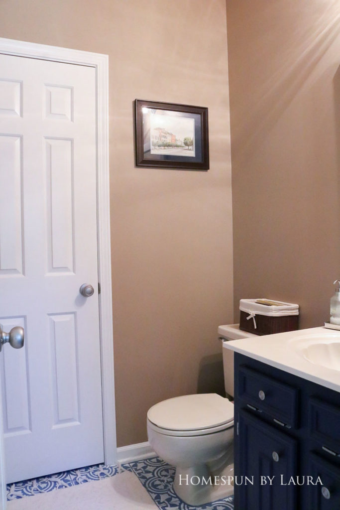 $75 DIY Powder Room (and Pantry!) Update: One Room Challenge Reveal | Homespun by Laura | Budget half bathroom makeover