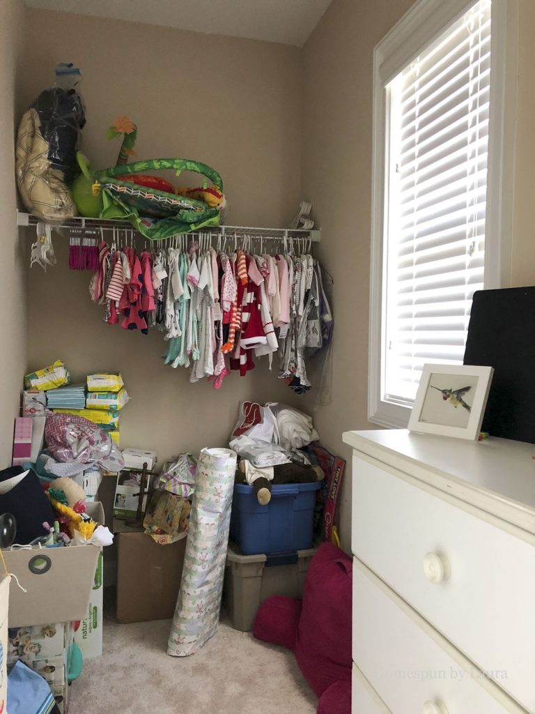 Nursery closet before - Fall 2018 One Room Challenge