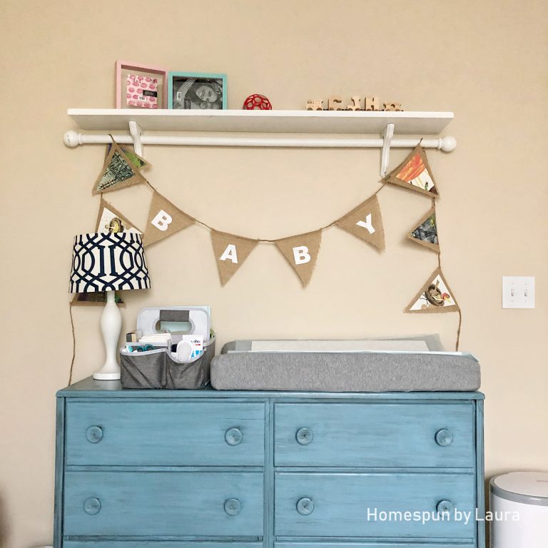 Vintage Toy Neutral nursery in progress - Fall 2018 One Room Challenge - using dresser for changing table