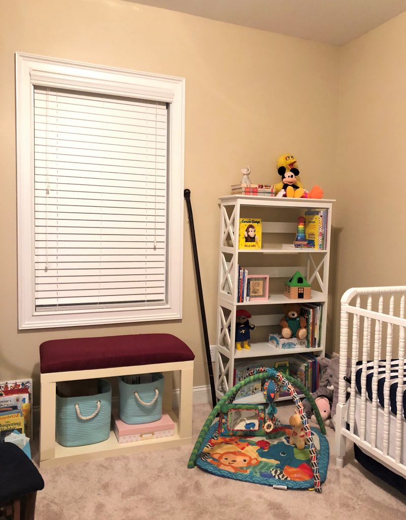 Vintage Toy Neutral nursery - the reveal - Fall 2018 One Room Challenge - using old toys and books from parents' childhoods to decorate baby bedroom