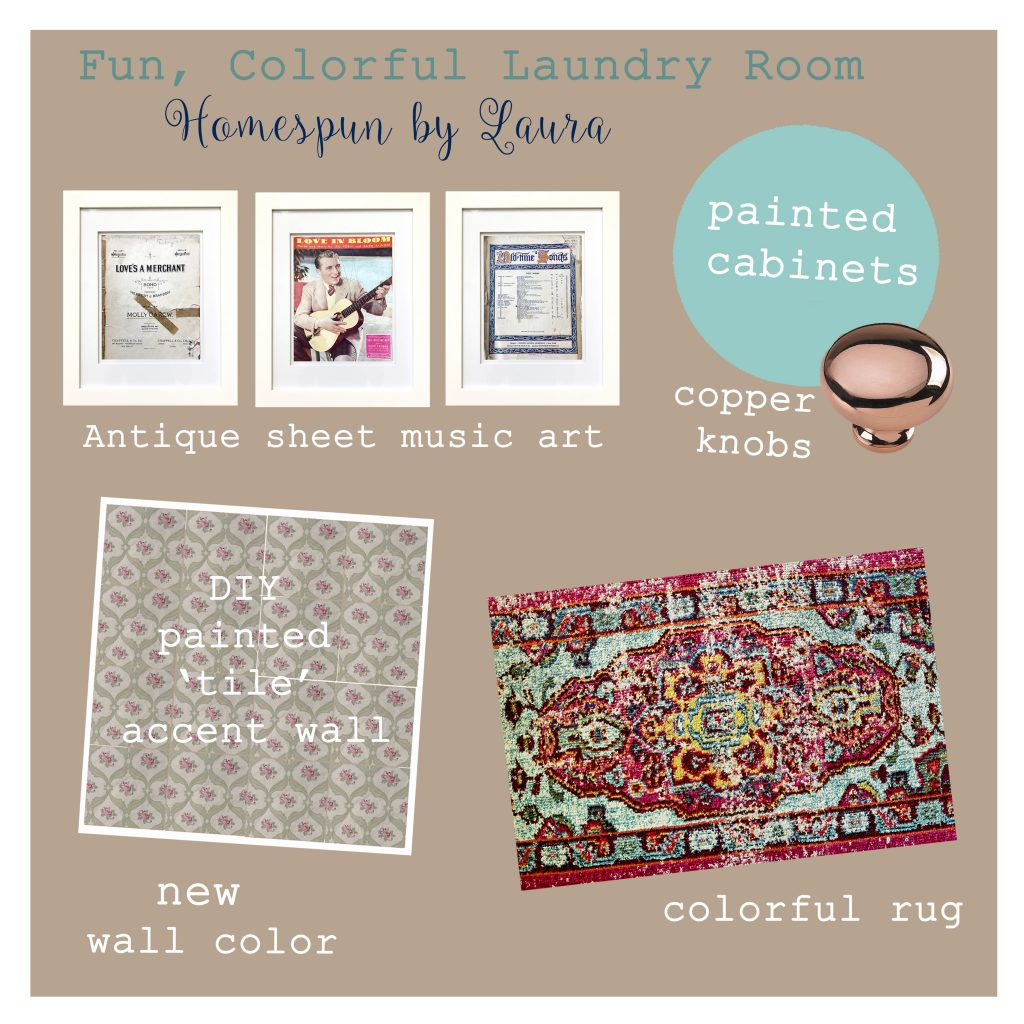 colorful laundry room mood board plan