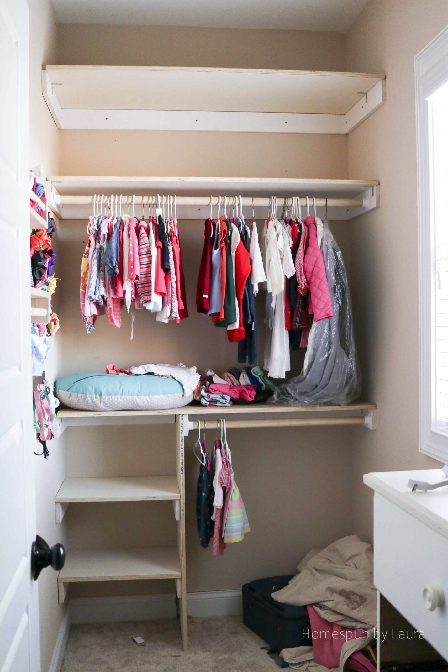DIY AFFORDABLE CLOSET SHELF💕 We dont have a closet in our nursery