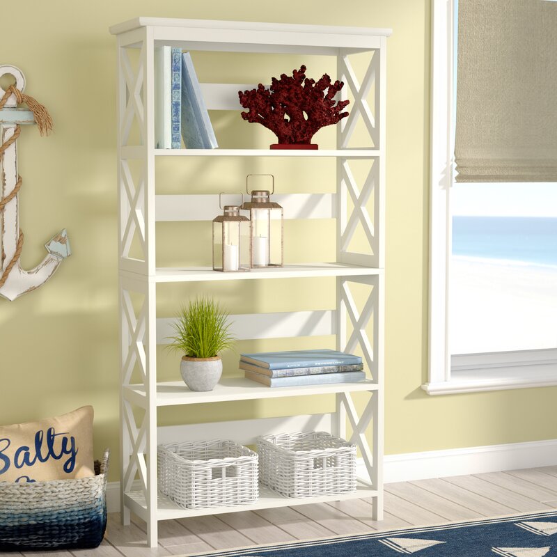 Tall White open sided etagere bookcase