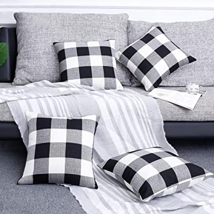 Black-White Gingham-Buffalo Check Pillows