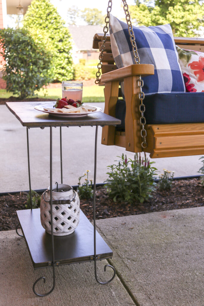 DIY Front Porch Refresh | simple ideas for big impact changes | almost free DIY end table from old plant stand and scrap wood